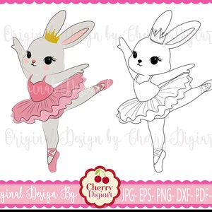 Ostern Ballerina Hase svg png Silhouette & Cricut Cut Files, Osterclipart, T-shirt Aufbügeln, Transferdruck EAS69