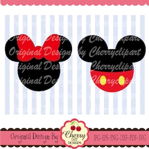 Mouse ears SVG,Mickey and Minnie Silhouette svg png Silhouette & Cricut Cut Files BSCH05