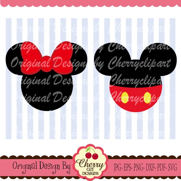 Mouse ears SVG,Mickey and Minnie Silhouette svg png Silhouette & Cricut Cut Files BSCH05