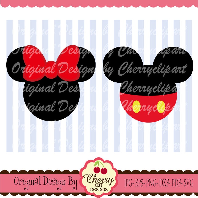 Mouse ears SVG,Mickey and Minnie Silhouette svg png Silhouette & Cricut Cut Files BSCH05 image 1