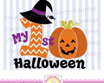 My 1st Halloween SVG,First Halloween with pumpkin SVG, Silhouette Cut Files, Cricut Cut Files DIGICUT03 -Personal and Commercial Use