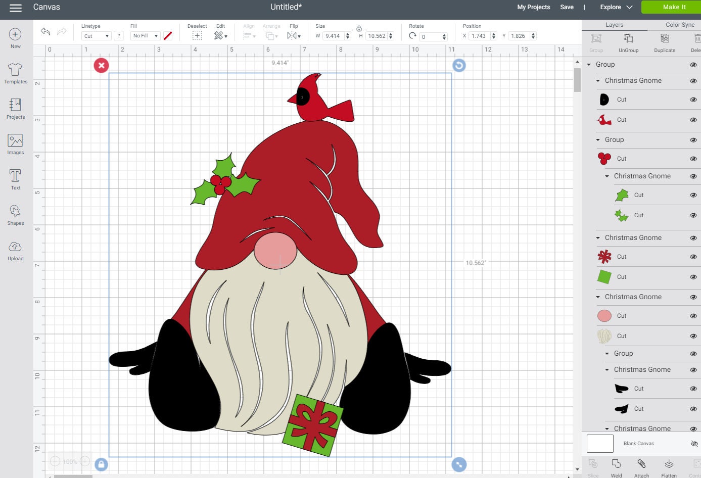 Christmas Gnome Svg Silhouette & Cricut Cut Designgnome Clip | Etsy