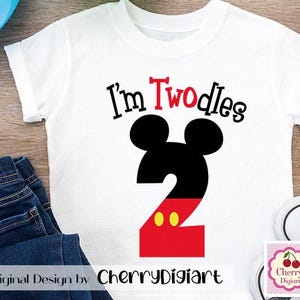 Aniversário svg Eu sou Twodles svg, 2º aniversário SVG, Aniversário número 2 Silhueta e arquivos de corte Cricut, Camiseta, Passar a ferro, Transferir BIR32