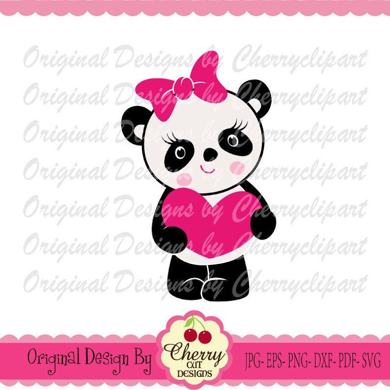 Download Valentine Sweet panda Svg dxf Panda girl hugging heart Svg ...