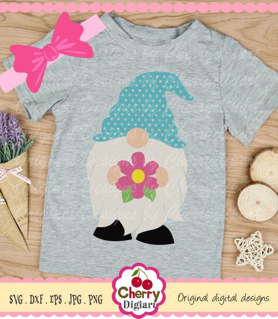 Download Spring gnome Gnome with flower svg Silhouette & Cricut Cut ...