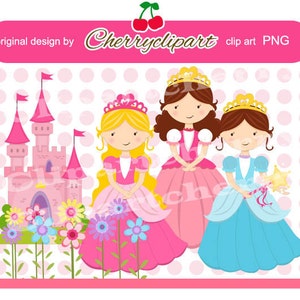 Clipart numérique princesse - utilisation personnelle et commerciale - créations en papier, fabrication de cartes, scrapbooking