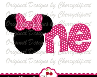 Minnie Mouse ONE Birthday PNG SVG Sublimation Art & Cut Files (Digital Download)