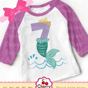 Meerjungfrau Schwanz Nummer 7 SVG Dxf, Meerjungfrau SVG Silhouette und Cricut Design, Silhouette & Cricut Cut Design, Clip Art, T-Shirt Aufnäher BIR75