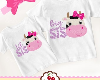 Cow Face Sister SVG PNG: Matching Family Iron-On Design (Digital Download)