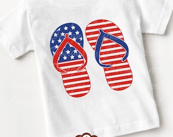 American Flag Flip Flops PNG SVG: 4th of July Iron On Transfer (Digital Download)
