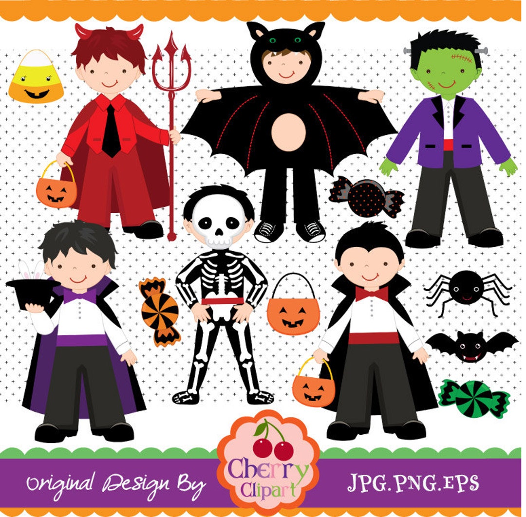 Halloween Costumes Boys Digital Clip Art Set For-personal and - Etsy