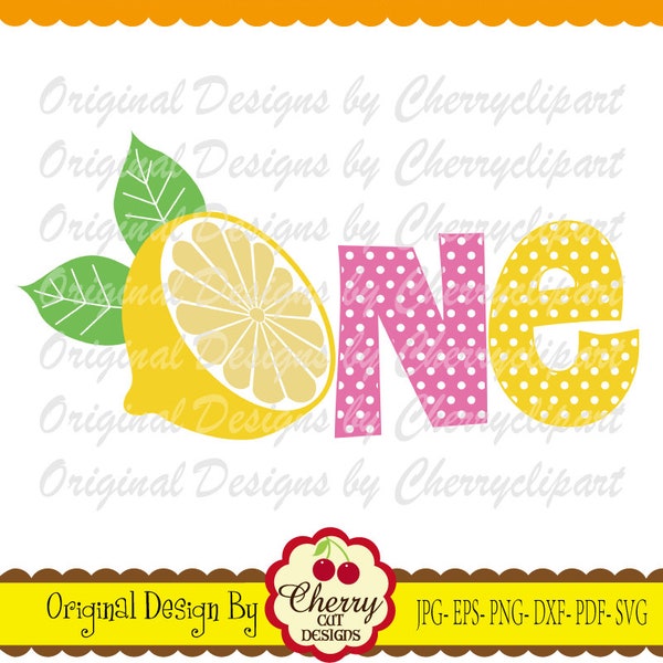 Lemon ONE svg, Birthday One svg, Birthday party svg Silhouette & Cricut Cut Files, Lemon one clip art BIR018