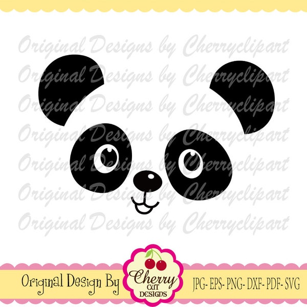 SVG Dxf Panda face , Panda Svg Silhouette & Cricut Cut design, Panda Clip art, T-shirt iron on, Tranfer printing AN63