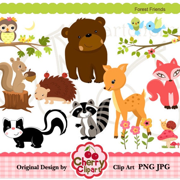 Forest Friends digital clipart set for-Personal and Commercial Use-paper crafts,card making,scrapbooking,web design