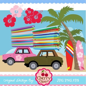 Summer Surfing PNG Clipart Set for paper crafts,card making, scrapbooking,web design