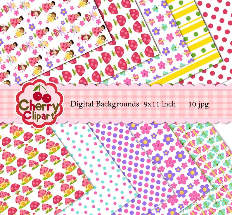 Spring Time Digital Backgrounds for Card Design, Scrapbooking, Web Design,and birthday party invitations image 1