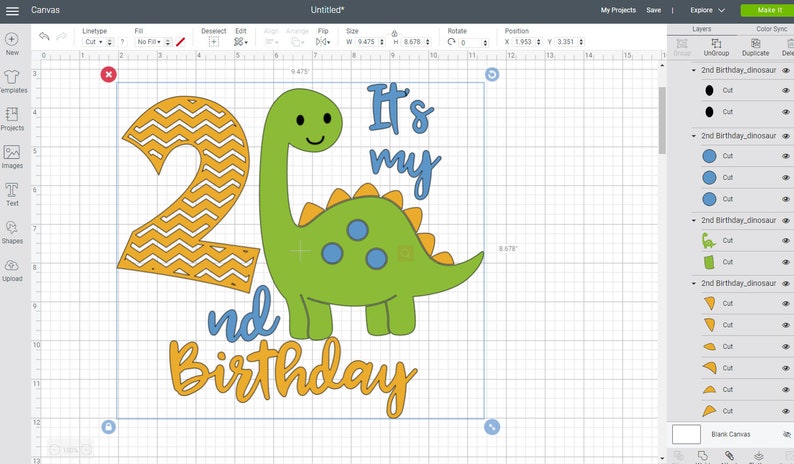 Download Dinosaur SVG Dinosaur number 2 It's my 2nd Birthday svg | Etsy