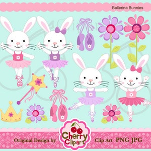 Ballerina Bunnies Digital Clipart Set for-Personal and Commercial Use-paper crafts,card making,scrapbooking,web design
