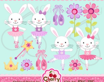 Ballerina Bunnies Digital Clipart Set for-Personal and Commercial Use-paper crafts,card making,scrapbooking,web design