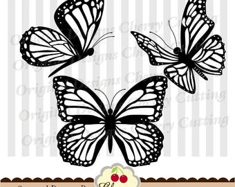 Butterflies Silhouette SVG dxf set,Butterflies black line digital stamps,Butterfly Silhouette & Cricut Cut Files-Personal and Commercial Use