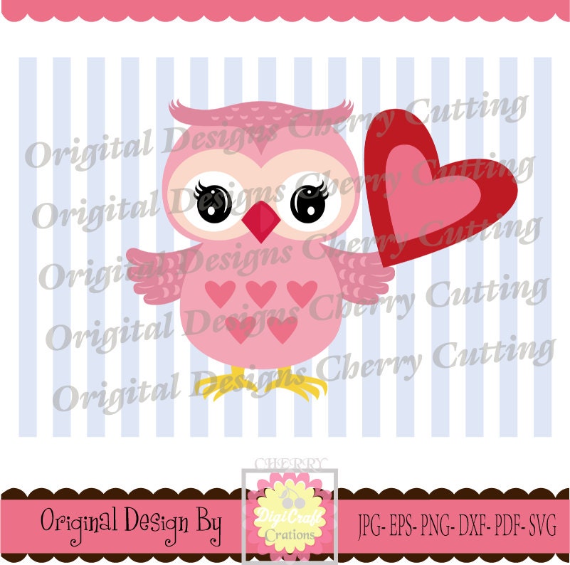 Valentines' Day owl SVG Cute owl with heart Owl SVG DXF | Etsy