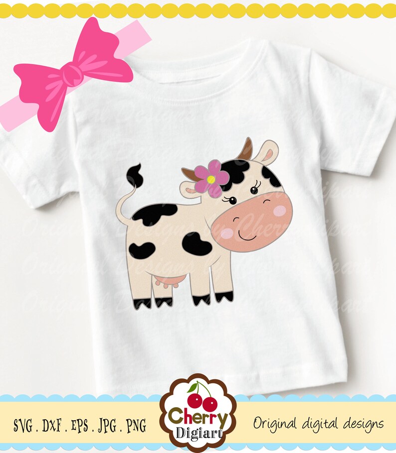 Download Cow SVG DXF Flower Cow SVG Farm Animal svg Silhouette and | Etsy