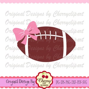 Football Svg png, Football with bow for girls Silhouette & Cricut Cut design