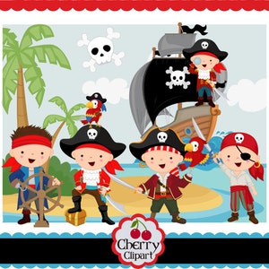 Piraat piraten van de Elements_Children voor jongens digitale illustraties set-persoonlijk en commercieel gebruik