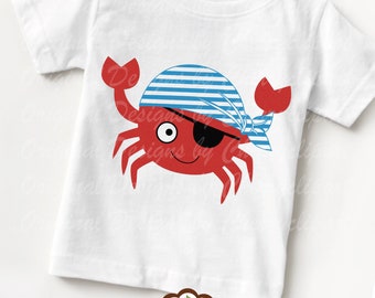 Pirate Crab svg, crab svg, animal svg Silhouette & Cricut Cut design, Crab Clip art, T-shirt iron on AN106