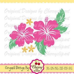 Hibiskus Blume SVG Dxf, Sommerblume svg Silhouette & Cricut Cut Files, Hibiskus Clip art, T-shirt Aufbügeln SUM30