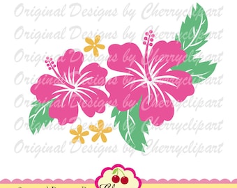 Hibiscus flower SVG Dxf ,Summer flower svg Silhouette & Cricut Cut Files, Hibiscus Clip art, T-shirt iron on SUM30