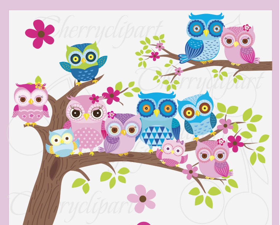 Owl Family Digital Clip Art personal and Commercial Use - Etsy