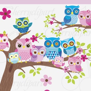 Owl Family Digital Clip Art -Personal and Commercial Use