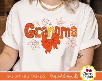 Fall Thanksgiving Sublimation, Grandma Shirt Pattern PNG SVG