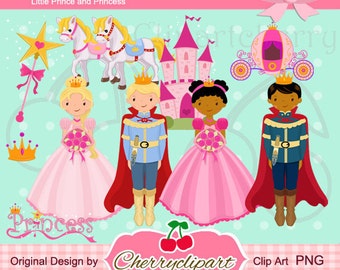 Little Prince and Princess Digital Clipart Set for-Personal and Commercial Use-paper crafts,card making,scrapbooking,web design