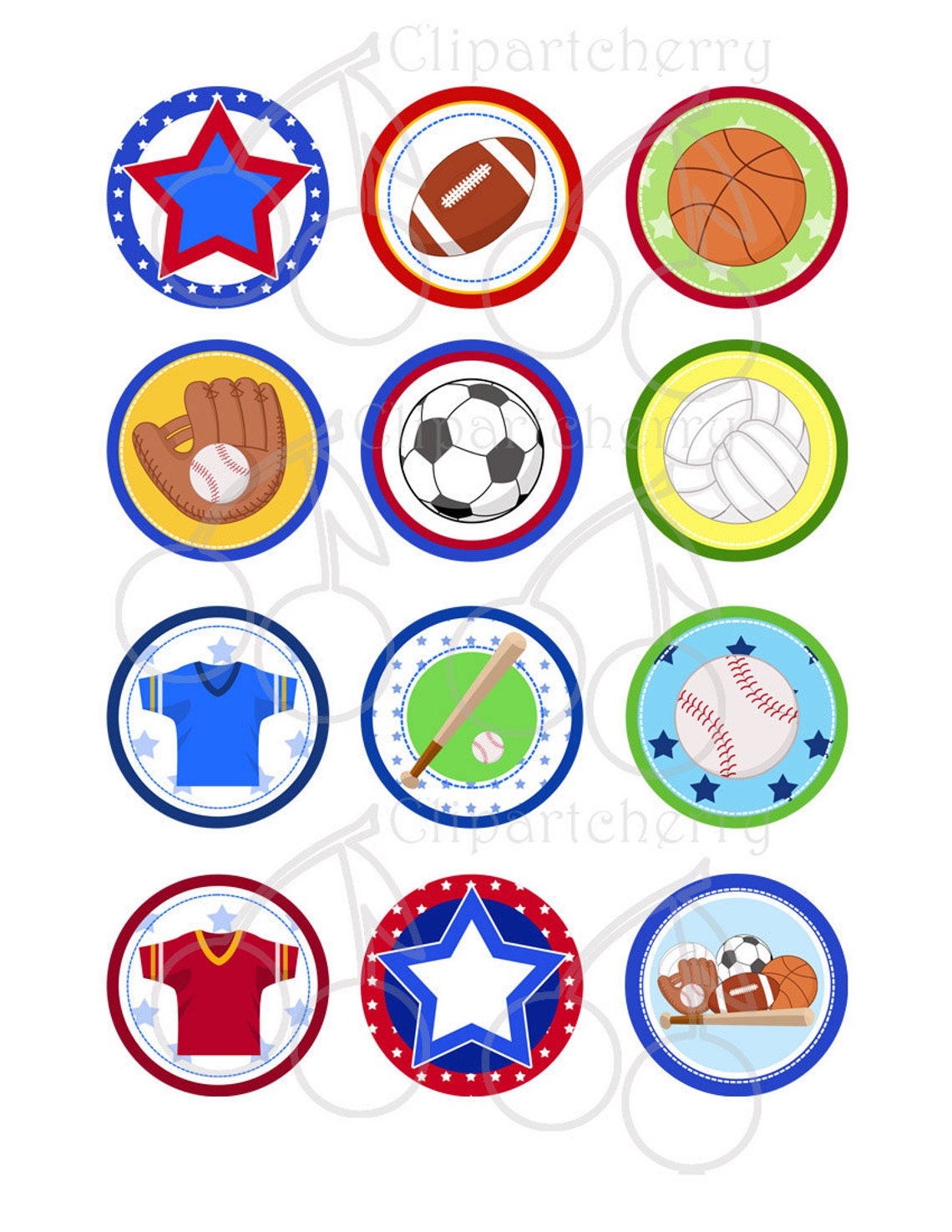 Sports Printable Cupcake Toppers Bag Tags 2 inch | Etsy