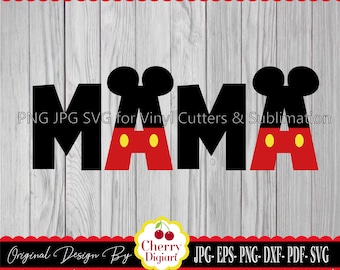 MAMA Mouse ears MAMA SVG png jpg Silhouette & Circut Cut Files FMSVG28