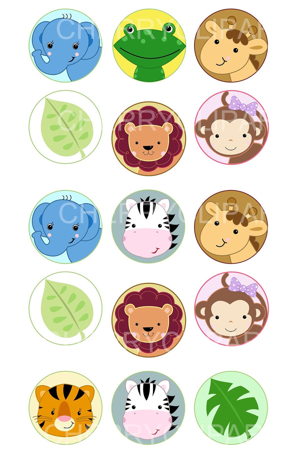 Safari Jungle Animals1inch Circles Bottle Cap Collage Digi Etsy