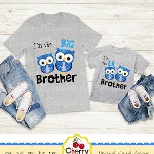 Big Bro Lil Bro Owl SVG PNG: Brothers Birthday Party Clip Art (Digital Download)