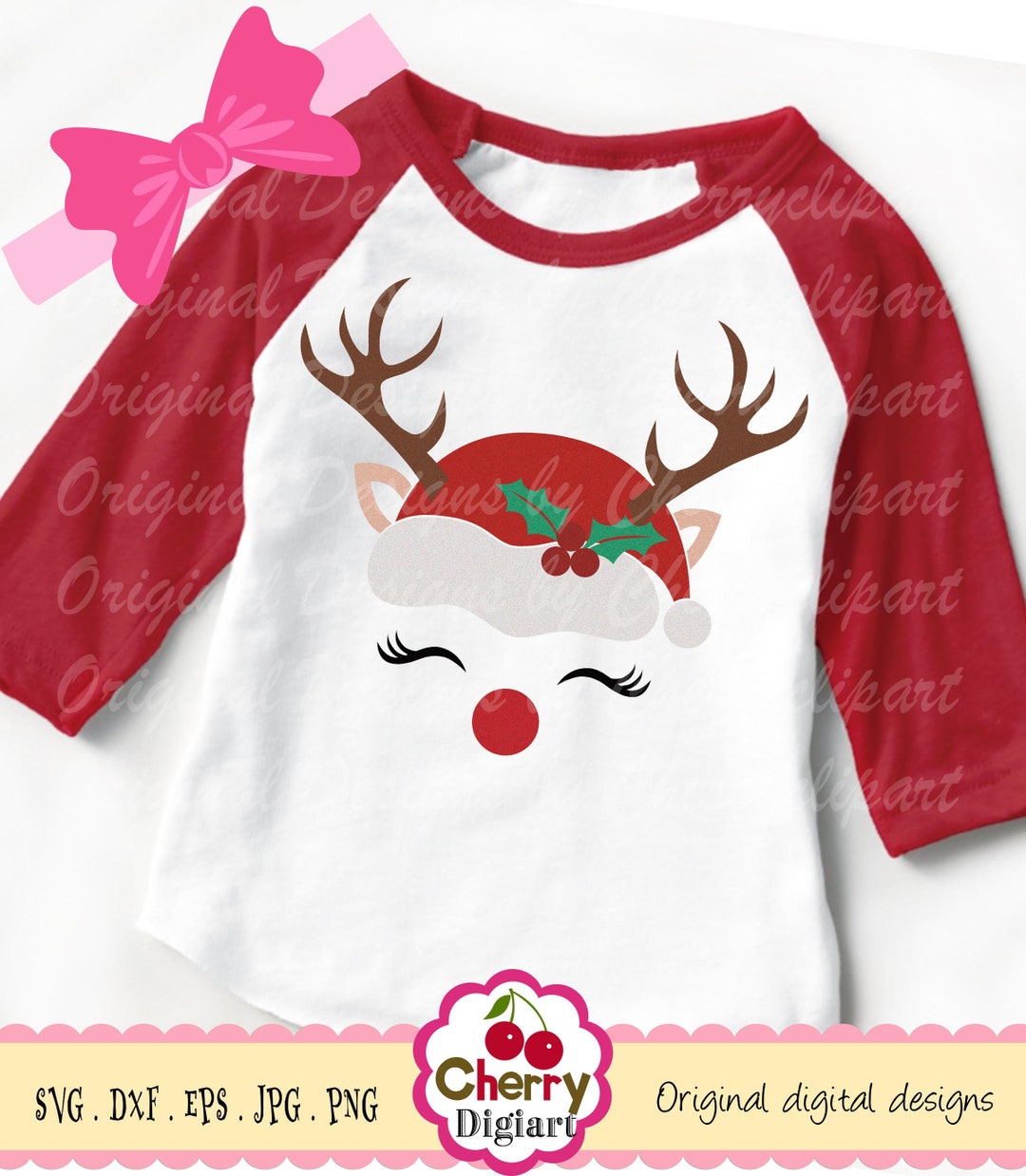 Christmas Reindeer Svg, Reindeer Face Svg, Santa Hat Reindeer Svg ...