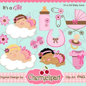 Its a Girl Baby Icon Digital Clipart Set -Personal and Commercial Use-paper crafts,card making,scrapbooking,web design