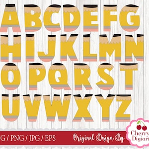 De volta às aulas Alfabeto svg png, letras de lápis png, monograma de lápis svg png jpg
