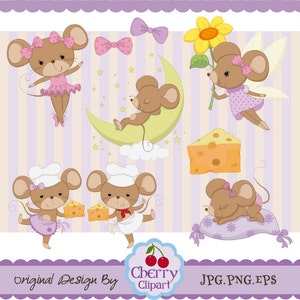 Cute Mice digital clipart set and matching papers pack-Personal and Commercial Use-paper crafts,card making,scrapbooking,web design