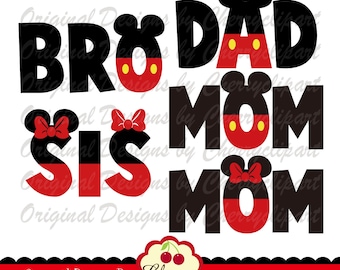 Mouse Ears Silhouettes Bundle, Mother's Day Father's Day SVG PNG Collection