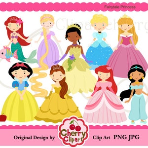 Fairytale Princess Digital Clipart Set for-Personal and Commercial Use- for Card Design, Scrapbooking, and Web Design