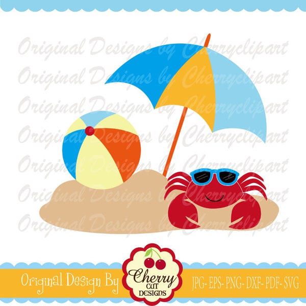 Beach umbrella ball svg, Summer beach sand svg Silhouette & Cricut Cut Files SUM26