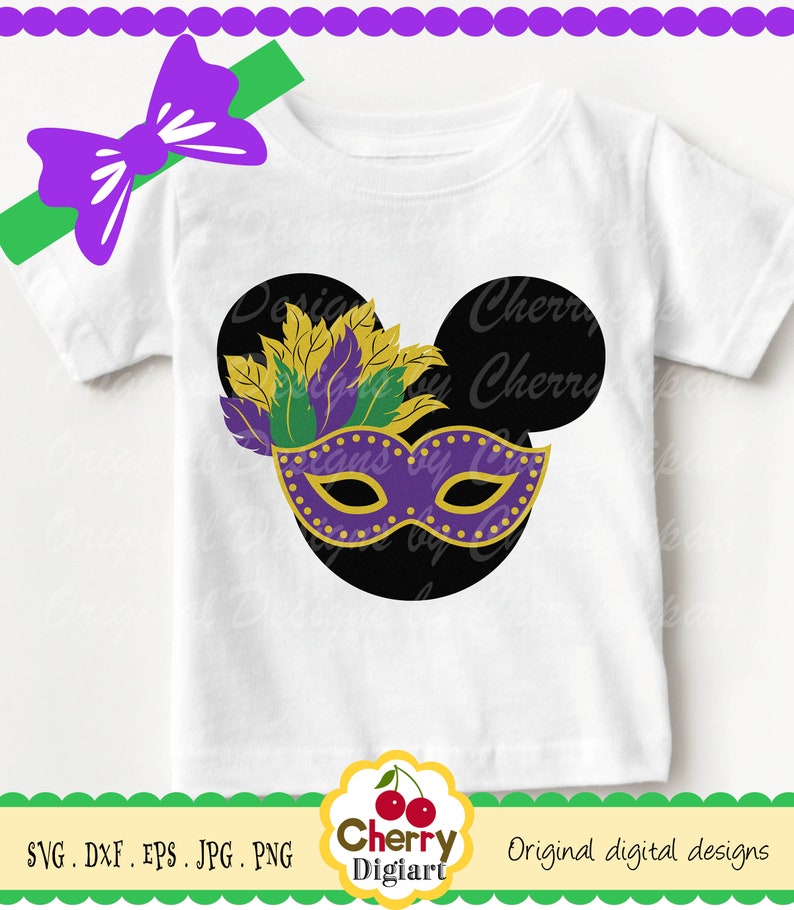 Mardi Gras Mask Mouse Ears SVG DXF Minnie Carnival Svg - Etsy