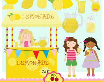 Lemonade party,Lemon,Lemonade stand digital clip art for-Personal and Commercial Use