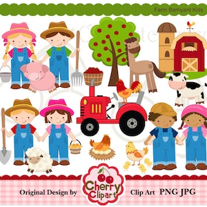 Farm Barnyard Kids Digital Clipart Set for-Personal and Commercial Use-Card Design, Scrapbooking, and Web Design