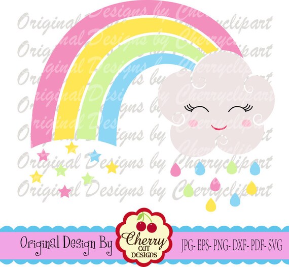 Rainbow Svg Summer Rainbow With Cloud Svg Silhouette Cricut Etsy
